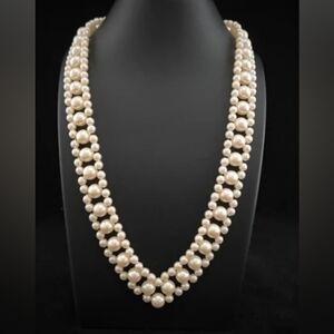 Vintage 60's - 70's  Faux Pearl Necklace Choker with Earrings Set